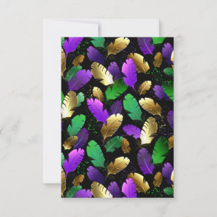 Seamless Pattern with Mardi Gras feathers Invitation