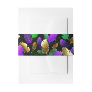 Seamless Pattern with Mardi Gras feathers Invitation Belly Band