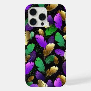Seamless Pattern with Mardi Gras feathers iPhone 15 Pro Max Case