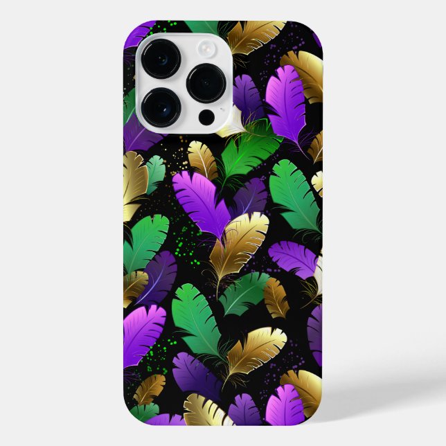 Seamless Pattern with Mardi Gras feathers iPhone Case (Back)