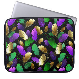 Seamless Pattern with Mardi Gras feathers Laptop Sleeve