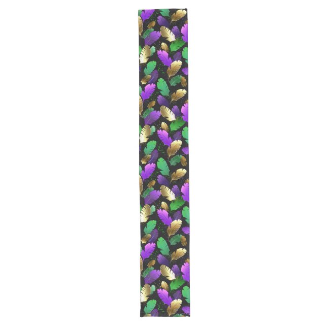 Seamless Pattern with Mardi Gras feathers Long Table Runner (Front)