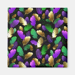 Seamless Pattern with Mardi Gras feathers Magnet