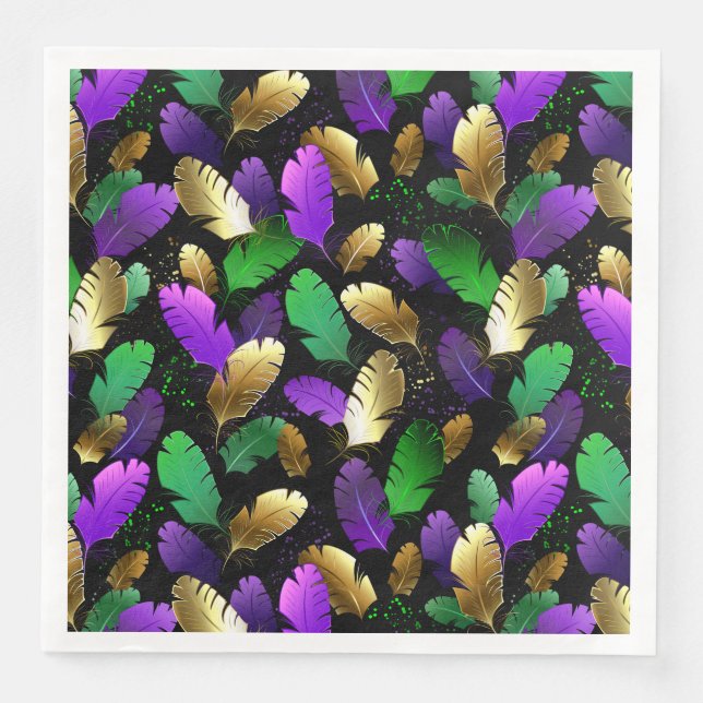 Seamless Pattern with Mardi Gras feathers Napkin (Front)
