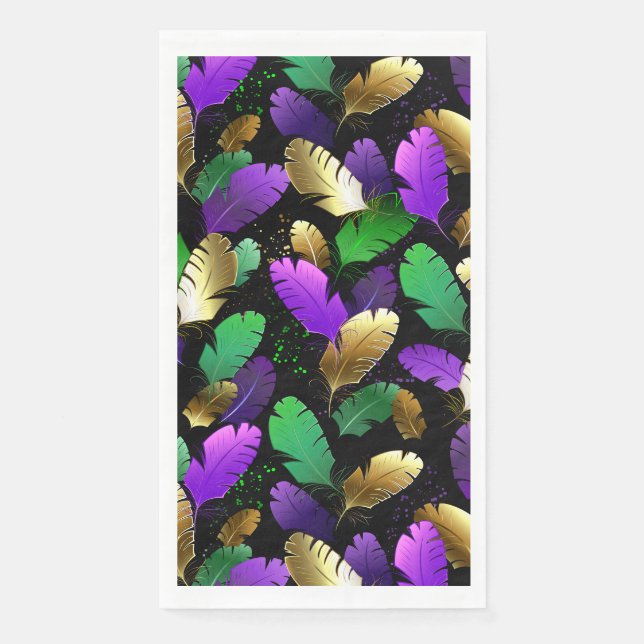 Seamless Pattern with Mardi Gras feathers Napkin (Front)