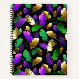 Seamless Pattern with Mardi Gras feathers Notebook
