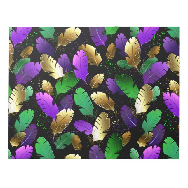 Seamless Pattern with Mardi Gras feathers Notepad (Front)