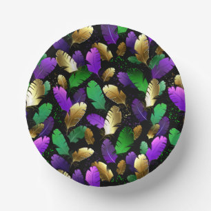 Seamless Pattern with Mardi Gras feathers Paper Plate