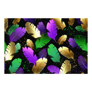 Seamless Pattern with Mardi Gras feathers Photo Print