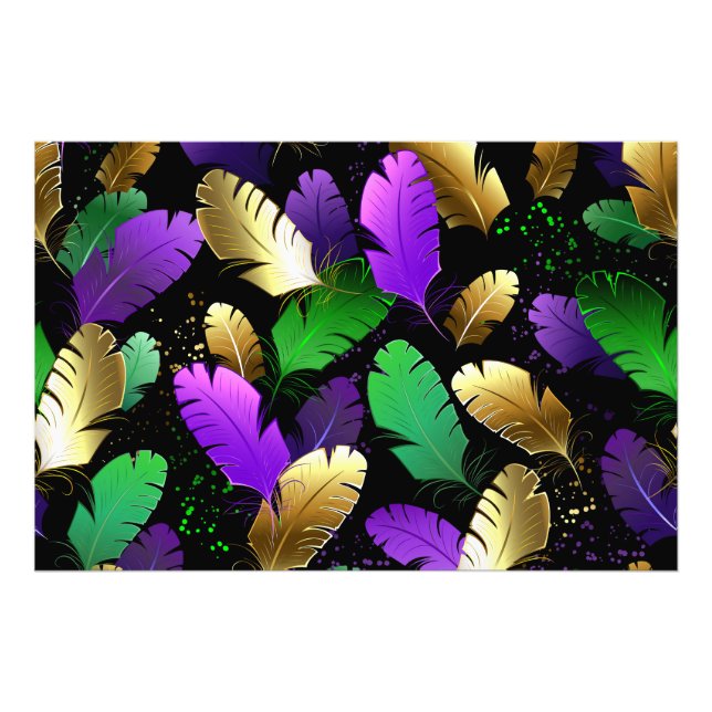 Seamless Pattern with Mardi Gras feathers Photo Print (Front)