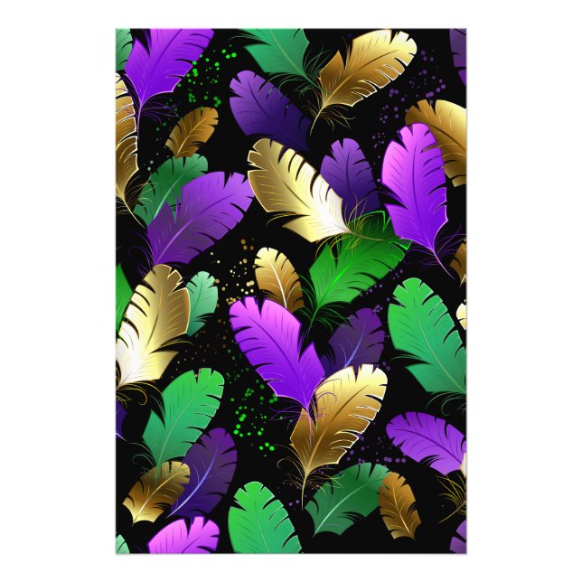 Seamless Pattern with Mardi Gras feathers Photo Print (Front)