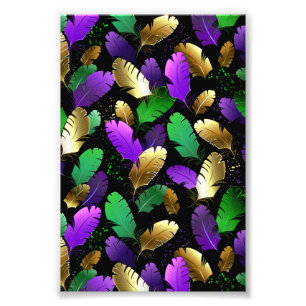 Seamless Pattern with Mardi Gras feathers Photo Print