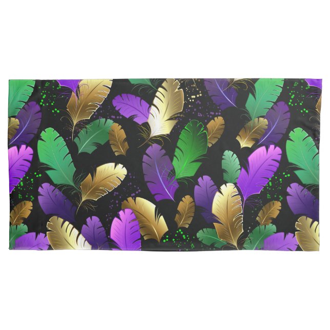 Seamless Pattern with Mardi Gras feathers Pillowcase (Front)
