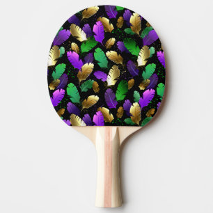 Seamless Pattern with Mardi Gras feathers Ping Pong Paddle