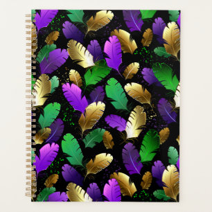 Seamless Pattern with Mardi Gras feathers Planner