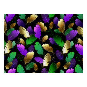 Seamless Pattern with Mardi Gras feathers Poster