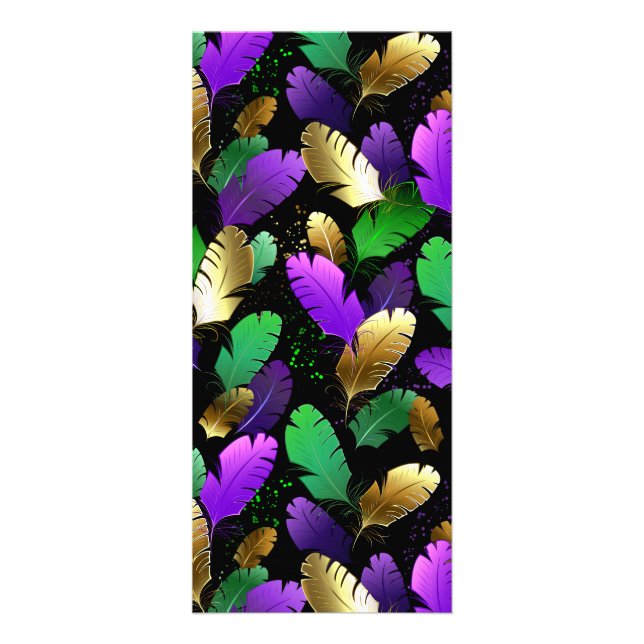 Seamless Pattern with Mardi Gras feathers Rack Card (Front)