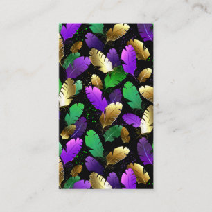 Seamless Pattern with Mardi Gras feathers Referral Card