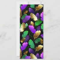 Seamless Pattern with Mardi Gras feathers