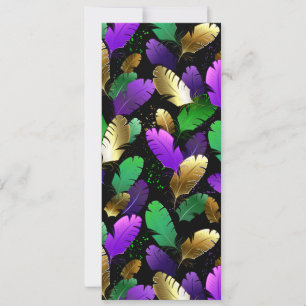 Seamless Pattern with Mardi Gras feathers Save The Date