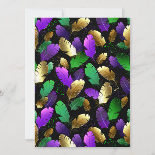 Seamless Pattern with Mardi Gras feathers Save The Date