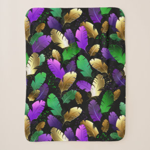 Seamless Pattern with Mardi Gras feathers Sherpa Blanket