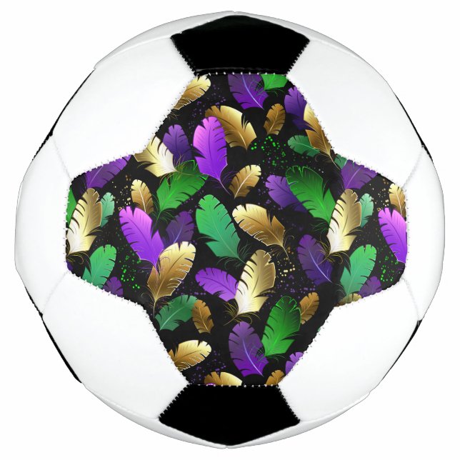 Seamless Pattern with Mardi Gras feathers Soccer Ball (Front)
