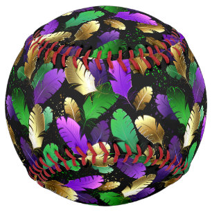 Seamless Pattern with Mardi Gras feathers Softball