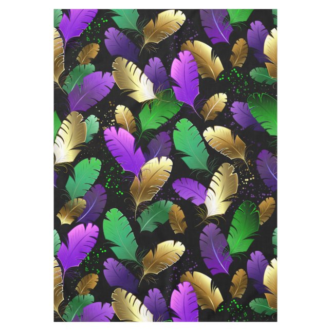 Seamless Pattern with Mardi Gras feathers Tablecloth (Front)