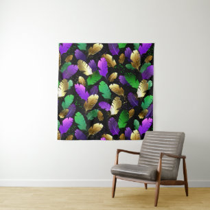 Seamless Pattern with Mardi Gras feathers Tapestry