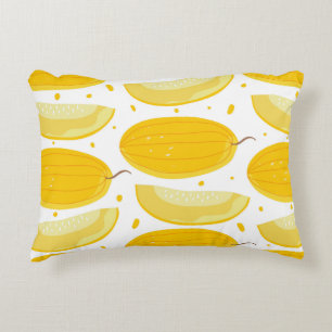 Seamless pattern with melons. Doodle fruits. Vinta Decorative Cushion