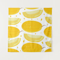 Seamless pattern with melons. Doodle fruits. Vinta
