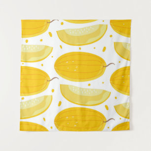 Seamless pattern with melons. Doodle fruits. Vinta Tapestry