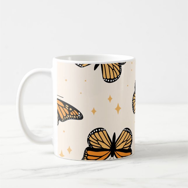 Seamless pattern with monarch butterflies. Contemp Coffee Mug (Left)