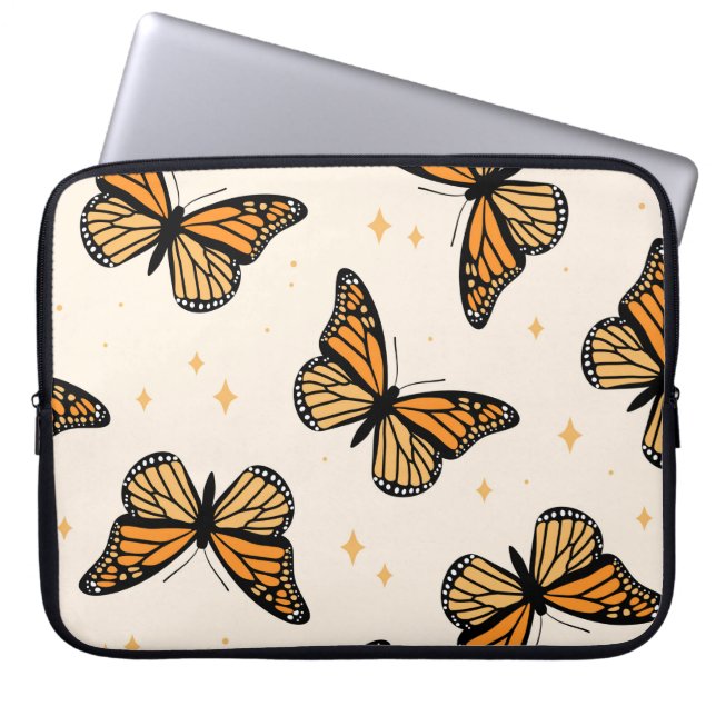 Seamless pattern with monarch butterflies. Contemp Laptop Sleeve (Front)