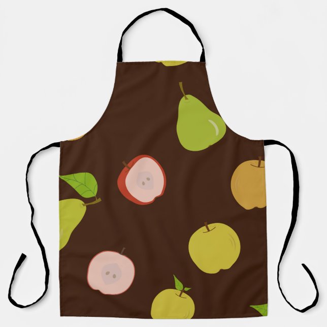 Seamless pattern with multi-coloured apples and pe apron (Front)