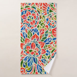 Seamless pattern with multicolor Paisley print. Ba Bath Towel