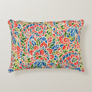 Seamless pattern with multicolor Paisley print. Ba Decorative Cushion