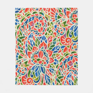 Seamless pattern with multicolor Paisley print. Ba Fleece Blanket