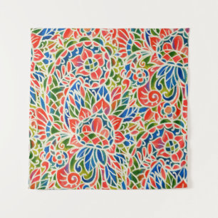 Seamless pattern with multicolor Paisley print. Ba Tapestry