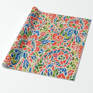 Seamless pattern with multicolor Paisley print. Ba Wrapping Paper