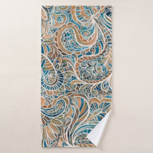 Seamless pattern with multicolor Paisley print. Ha Bath Towel