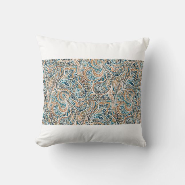Seamless pattern with multicolor Paisley print. Ha Cushion (Front)