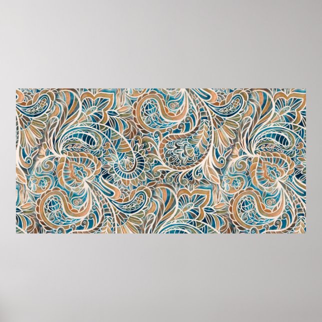 Seamless pattern with multicolor Paisley print. Ha Poster (Front)