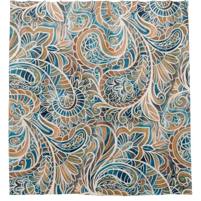 Seamless pattern with multicolor Paisley print. Ha Shower Curtain (Front)