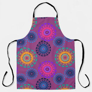 Seamless pattern with multicolored round openwork  apron