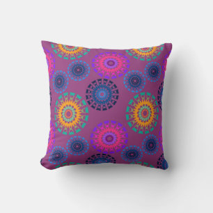 Seamless pattern with multicolored round openwork cushion