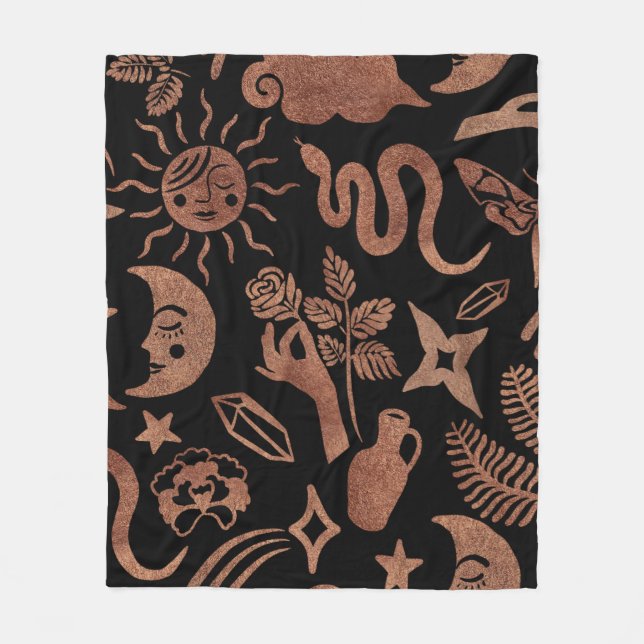 Seamless pattern with mystical and magic symbols.  fleece blanket (Front)