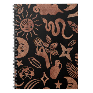 Seamless pattern with mystical and magic symbols. notebook