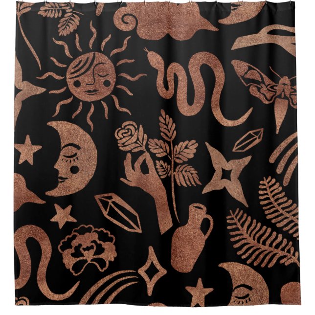 Seamless pattern with mystical and magic symbols.  shower curtain (Front)